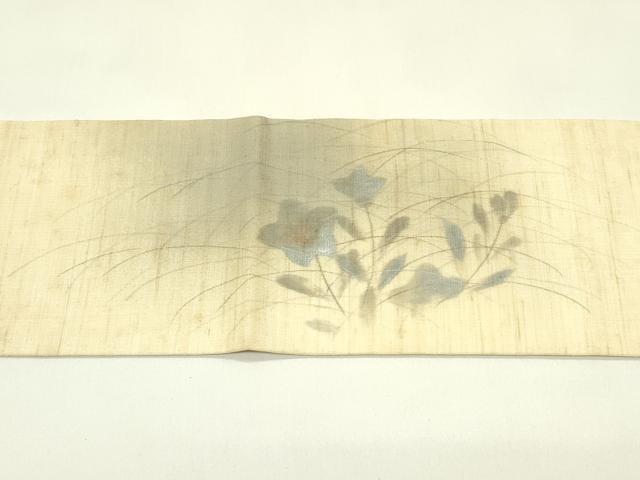 平和屋着物＊夏物　つけ帯　手描き　桔梗　麻　逸品　CABH5905rv