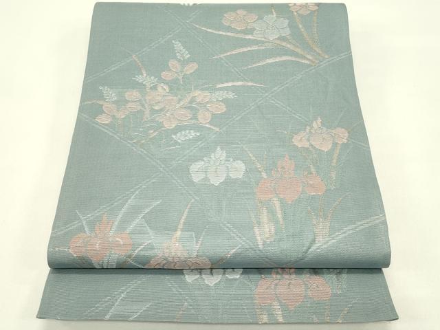 平和屋着物＊夏物　六通柄袋帯　秋草文　金糸　正絹　逸品　CABH5906rv