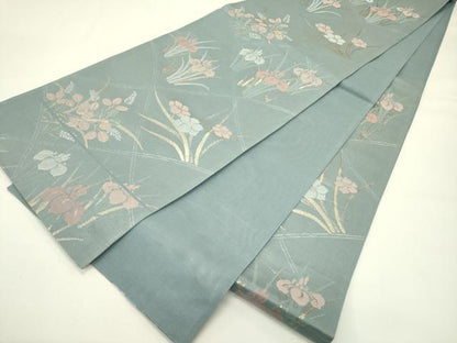 平和屋着物＊夏物　六通柄袋帯　秋草文　金糸　正絹　逸品　CABH5906rv