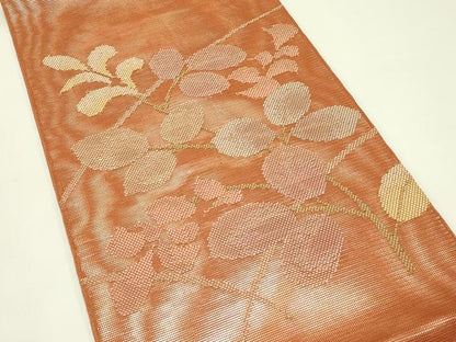 平和屋着物＊夏物　太鼓柄袋帯　萩　銀糸　正絹　逸品　CABH5907rv