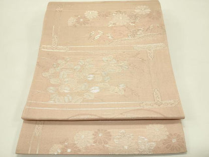 平和屋着物＊夏物　六通柄袋帯　秋草文　銀糸　正絹　逸品　未使用　CABH5909rv