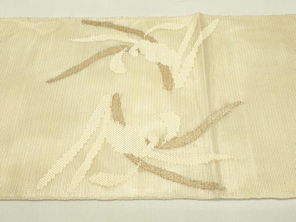 平和屋着物＊夏物　太鼓柄袋帯　草花文　金糸　正絹　逸品　未使用　CABH5910rv