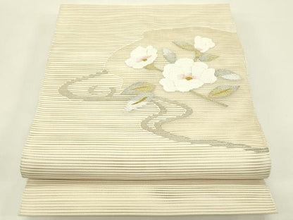 平和屋着物＊夏物　八寸名古屋帯　絽綴れ　枝花文　金銀糸　正絹　逸品　CABH5911rv