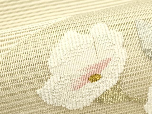 平和屋着物＊夏物　八寸名古屋帯　絽綴れ　枝花文　金銀糸　正絹　逸品　CABH5911rv