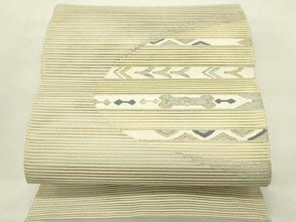 平和屋着物＊夏物　八寸名古屋帯　絽綴れ　横段文　金銀糸　正絹　逸品　CABH5913rv