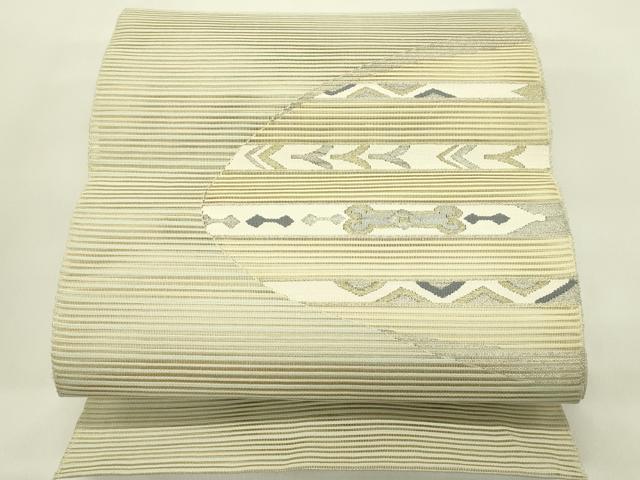 平和屋着物＊夏物　八寸名古屋帯　絽綴れ　横段文　金銀糸　正絹　逸品　CABH5913rv