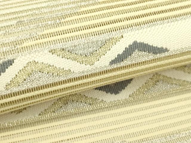平和屋着物＊夏物　八寸名古屋帯　絽綴れ　横段文　金銀糸　正絹　逸品　CABH5913rv