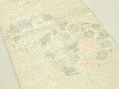 平和屋着物＊夏物　六通柄袋帯　草花丸文　金銀糸　正絹　逸品　CABH5916rv