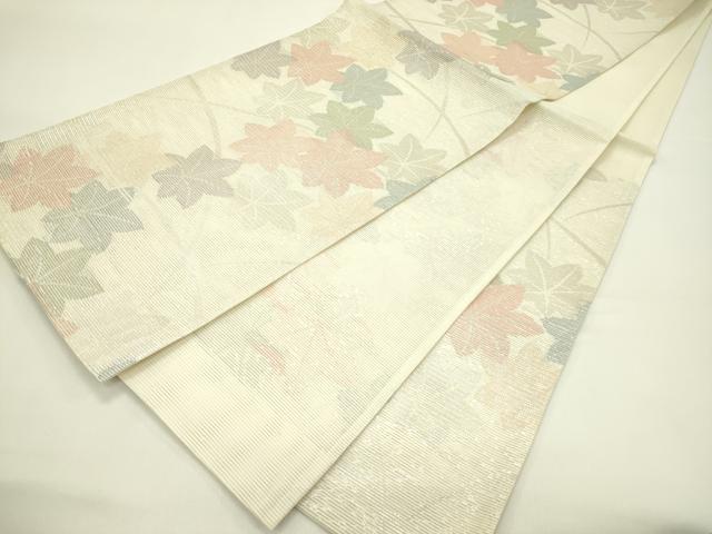 平和屋着物＊夏物　六通柄袋帯　楓　銀糸　正絹　逸品　CABH5918rv