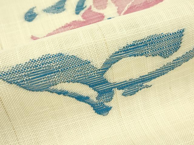 平和屋着物＊夏物　八寸名古屋帯　草花文　正絹　逸品　CABH5925rv