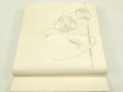 平和屋着物＊夏物　太鼓柄袋帯　すくい織　蔦の葉文　銀糸　正絹　逸品　CABH5926rv