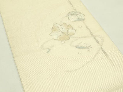 平和屋着物＊夏物　太鼓柄袋帯　すくい織　蔦の葉文　銀糸　正絹　逸品　CABH5926rv
