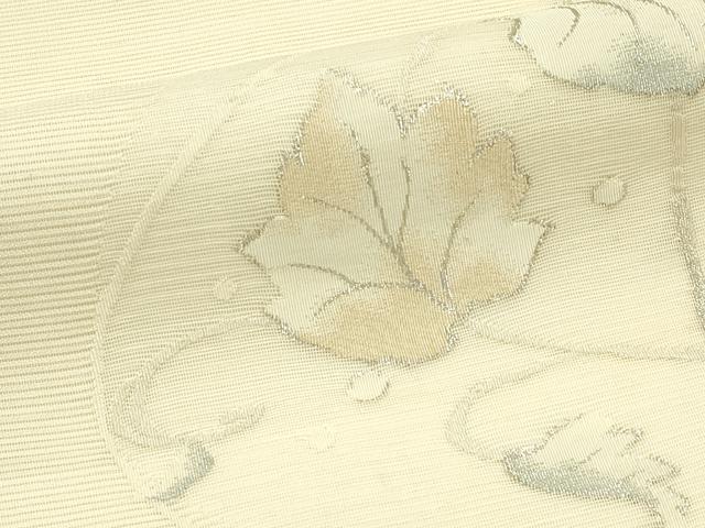平和屋着物＊夏物　太鼓柄袋帯　すくい織　蔦の葉文　銀糸　正絹　逸品　CABH5926rv