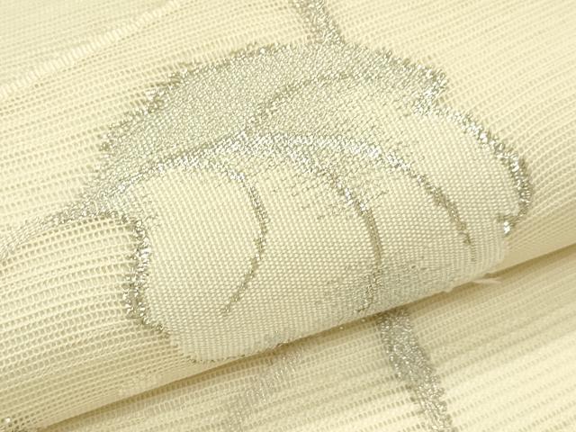 平和屋着物＊夏物　太鼓柄袋帯　すくい織　蔦の葉文　銀糸　正絹　逸品　CABH5926rv