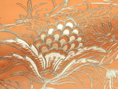 平和屋着物＊夏物　太鼓柄袋帯　総刺繍　駒刺繍　更紗花文　銀糸　正絹　逸品　CABH5927rv