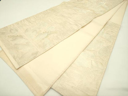 平和屋着物＊夏物　六通柄袋帯　草花文　金銀糸　正絹　逸品　CABH5929rv