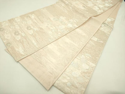 平和屋着物＊夏物　六通柄袋帯　草花風景文　銀糸　正絹　逸品　CABH5930rv