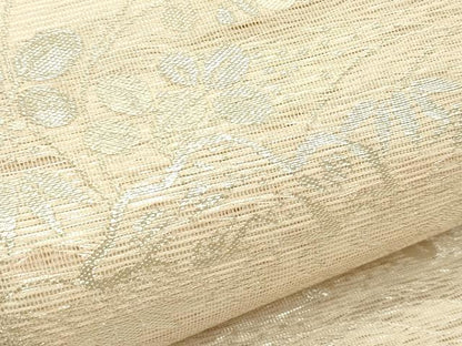 平和屋着物＊夏物　六通柄袋帯　草花風景文　銀糸　正絹　逸品　CABH5930rv