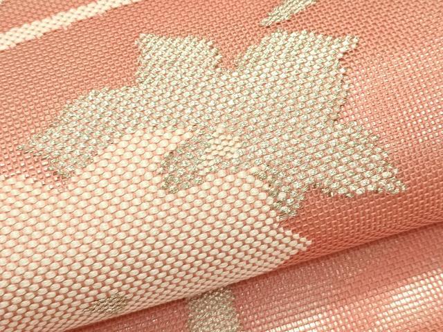 平和屋着物＊夏物　太鼓柄袋帯　草花文　銀糸　正絹　逸品　CABH5931rv