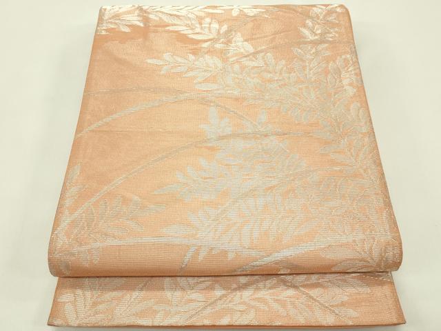 平和屋着物＊夏物　全通柄袋帯　芝草文　銀糸　正絹　逸品　CABH5932rv