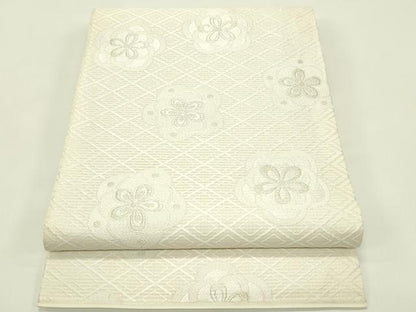 平和屋着物＊夏物　六通柄　本袋帯　唐織　菱花文　銀糸　正絹　逸品　CABH5934rv