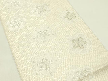 平和屋着物＊夏物　六通柄　本袋帯　唐織　菱花文　銀糸　正絹　逸品　CABH5934rv