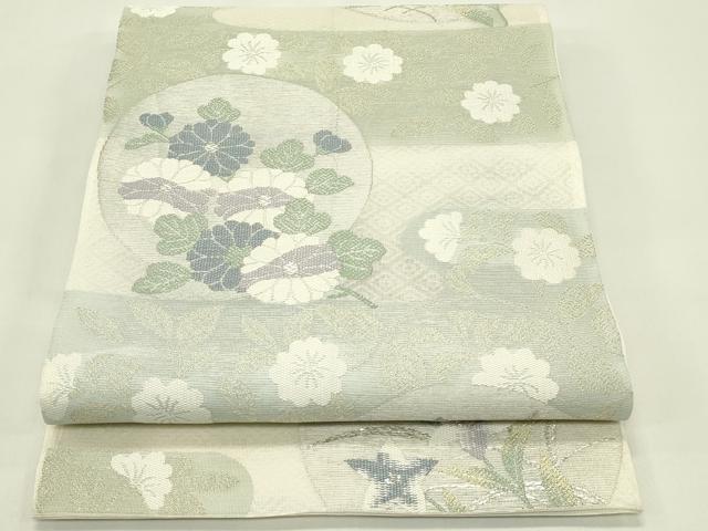 平和屋着物＊夏物　六通柄袋帯　エ霞花文　金銀糸　正絹　逸品　CABH5936rv