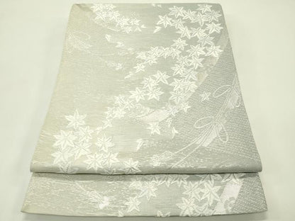 平和屋着物＊夏物　六通柄袋帯　唐織　楓絵巻文　銀糸　正絹　逸品　CABH5939rv