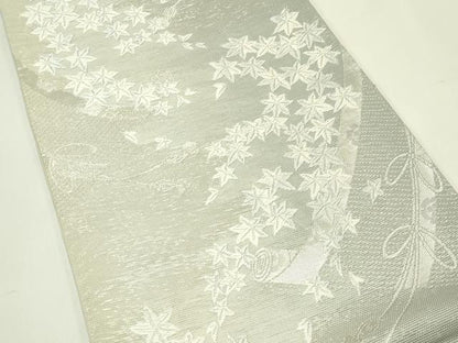 平和屋着物＊夏物　六通柄袋帯　唐織　楓絵巻文　銀糸　正絹　逸品　CABH5939rv