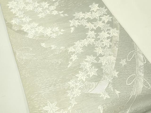平和屋着物＊夏物　六通柄袋帯　唐織　楓絵巻文　銀糸　正絹　逸品　CABH5939rv