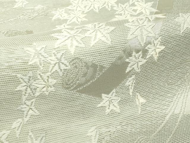 平和屋着物＊夏物　六通柄袋帯　唐織　楓絵巻文　銀糸　正絹　逸品　CABH5939rv