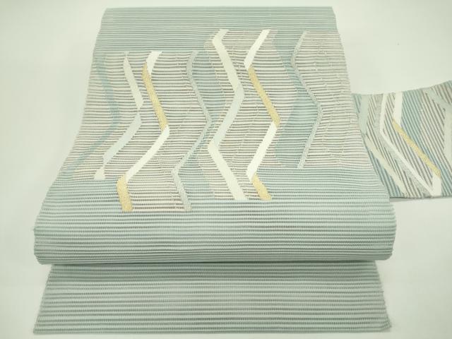 平和屋着物＊夏物　八寸名古屋帯　絽綴れ　よろけ縞　金銀糸　正絹　逸品　CABH5941rv
