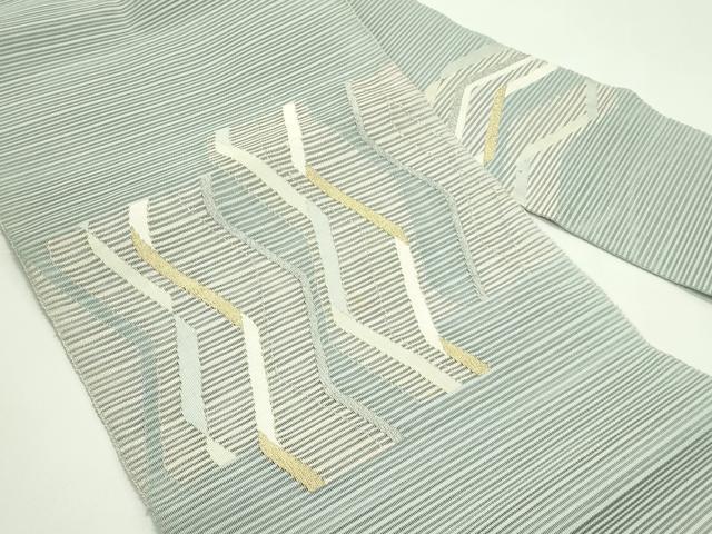 平和屋着物＊夏物　八寸名古屋帯　絽綴れ　よろけ縞　金銀糸　正絹　逸品　CABH5941rv