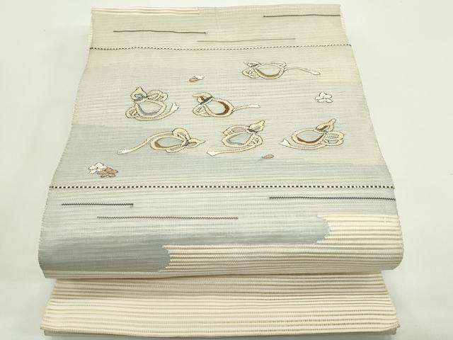 平和屋着物＊夏物　八寸名古屋帯　すくい織　エ霞瓢箪花文　正絹　逸品　CABH5942rv