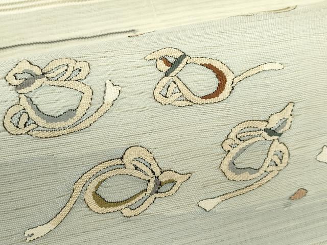 平和屋着物＊夏物　八寸名古屋帯　すくい織　エ霞瓢箪花文　正絹　逸品　CABH5942rv