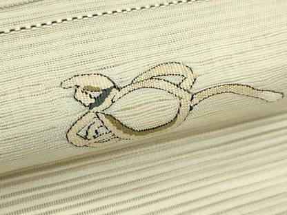 平和屋着物＊夏物　八寸名古屋帯　すくい織　エ霞瓢箪花文　正絹　逸品　CABH5942rv