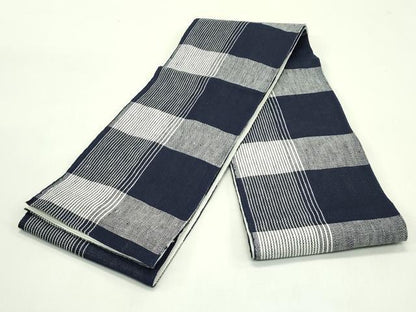 平和屋着物＊夏物　半幅帯　格子柄　綿　逸品　CABH5949rv