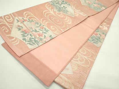 平和屋着物＊夏物　六通柄袋帯　地紙桔梗文　銀糸　正絹　逸品　CABH5951rv