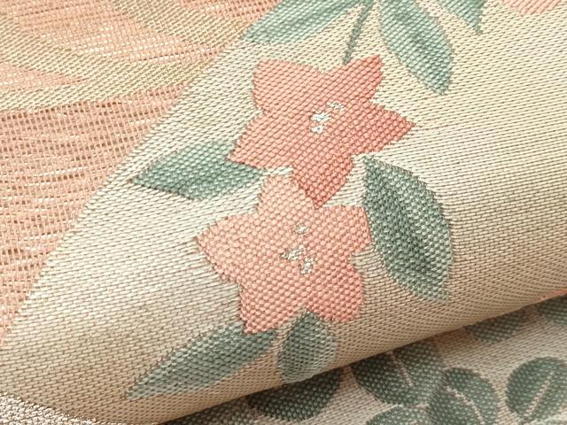 平和屋着物＊夏物　六通柄袋帯　地紙桔梗文　銀糸　正絹　逸品　CABH5951rv