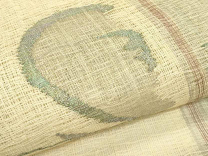 平和屋着物＊夏物　太鼓柄袋帯　草花文　銀糸　正絹　逸品　CABH5952rv