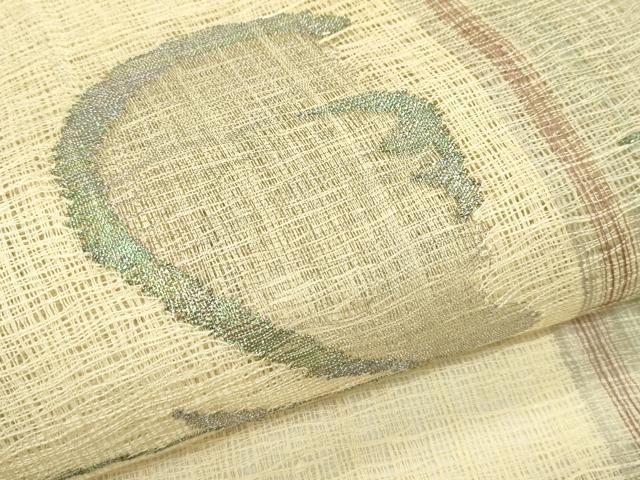 平和屋着物＊夏物　太鼓柄袋帯　草花文　銀糸　正絹　逸品　CABH5952rv