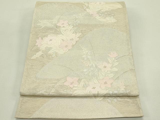 平和屋着物＊夏物　六通柄袋帯　遠山秋草文　金銀糸　正絹　逸品　CABH5953rv