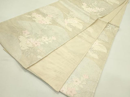 平和屋着物＊夏物　六通柄袋帯　遠山秋草文　金銀糸　正絹　逸品　CABH5953rv