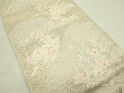平和屋着物＊夏物　六通柄袋帯　遠山秋草文　金銀糸　正絹　逸品　CABH5953rv