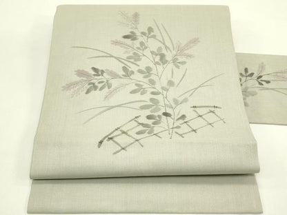 平和屋着物＊夏物　九寸名古屋帯　作家物　手描き　萩　正絹　逸品　未使用　CABH5956rv