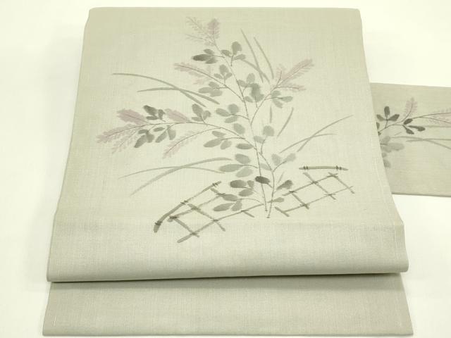 平和屋着物＊夏物　九寸名古屋帯　作家物　手描き　萩　正絹　逸品　未使用　CABH5956rv