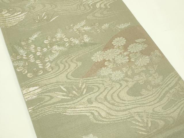 平和屋着物＊夏物　六通柄袋帯　流水秋草文　金銀糸　正絹　逸品　CABH5962rv