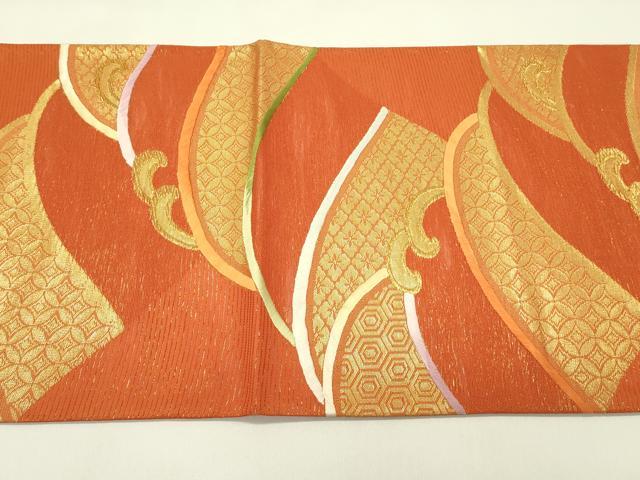 平和屋着物＊夏物　六通柄袋帯　駒刺繍　立波七宝花文　金糸　正絹　逸品　未使用　CABH5967rv