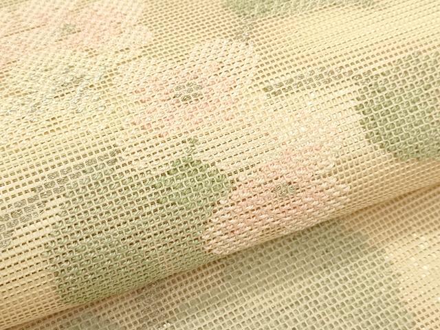 平和屋着物＊夏物　太鼓柄袋帯　草花文　金銀糸　正絹　逸品　CABH5970rv