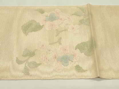 平和屋着物＊夏物　太鼓柄袋帯　草花文　金銀糸　正絹　逸品　CABH5970rv